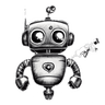 TattooArtIA logo - Robo e maquina de tatuagem desenhados a mao. Gere tatuagens usando IA